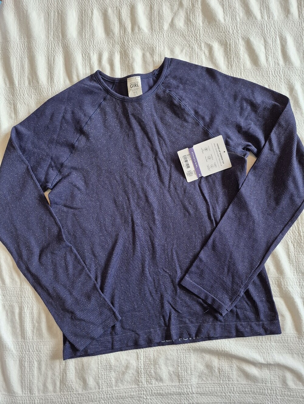 Athleta Girl sizs XXL or 16 shirt long sleeve navy blue with shimmer NWT